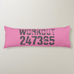Worn out and scratched text Workout 247365 pink Body Pillow