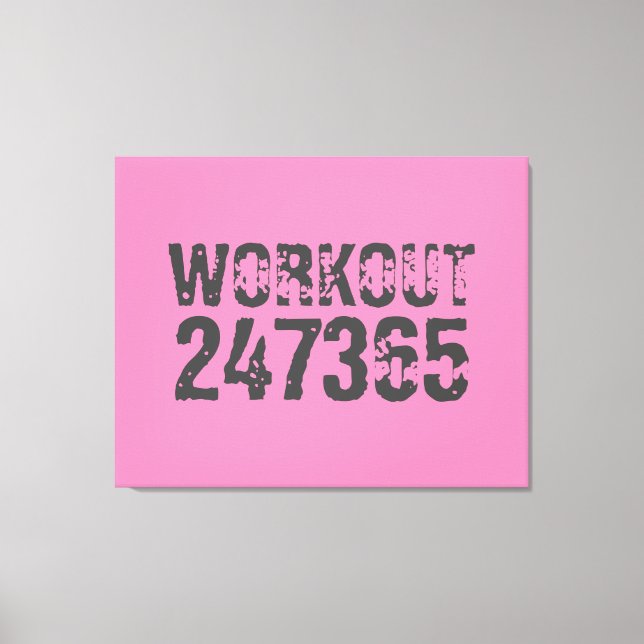 Worn out and scratched text Workout 247365 pink Canvas Print (Front)