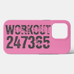Worn out and scratched text Workout 247365 pink iPhone 13 Pro Case