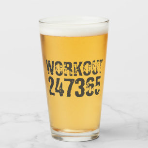 Worn out and scratched text Workout 247365 pink Glass