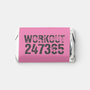 Worn out and scratched text Workout 247365 pink Hershey's Miniatures
