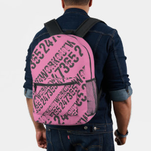 Worn out and scratched text Workout 247365 pink Printed Backpack