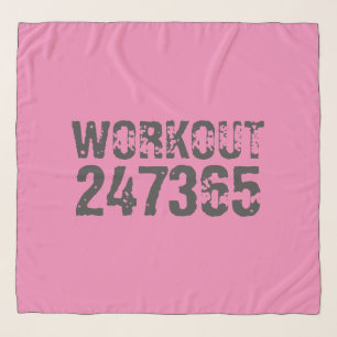Worn out and scratched text Workout 247365 pink Scarf