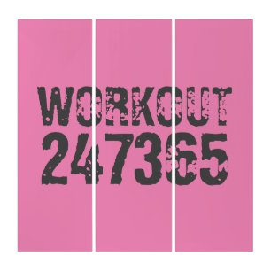 Worn out and scratched text Workout 247365 pink Triptych