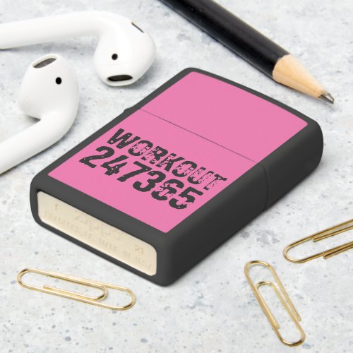 Worn out and scratched text Workout 247365 pink Zippo Lighter