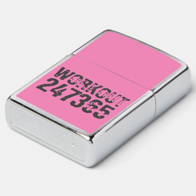 Worn out and scratched text Workout 247365 pink Zippo Lighter | Zazzle