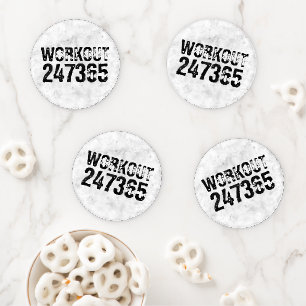 Worn out and scratched text Workout 247365 rustic Coaster Set