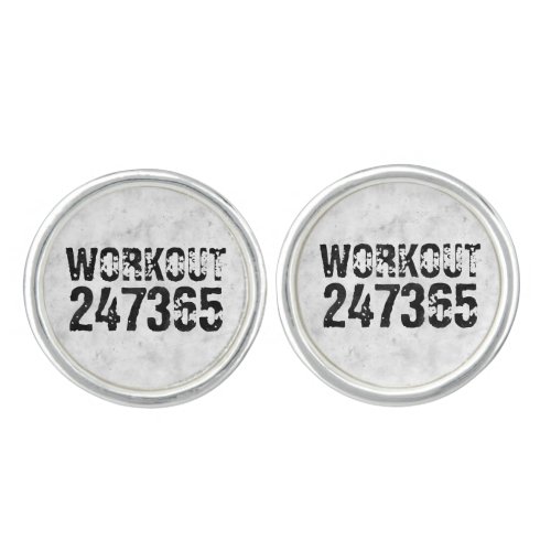 Worn out and scratched text Workout 247365 rustic Cufflinks