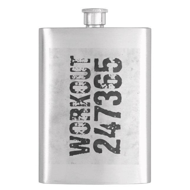Worn out and scratched text Workout 247365 rustic Flask (Front)