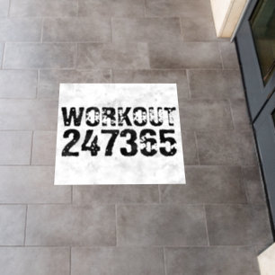 Worn out and scratched text Workout 247365 rustic Floor Decals