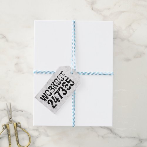 Worn out and scratched text Workout 247365 rustic Gift Tags