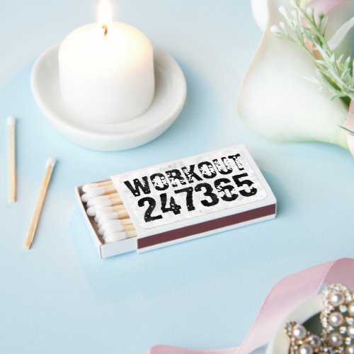 Worn out and scratched text Workout 247365 rustic Matchboxes