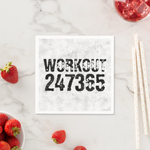 Worn out and scratched text Workout 247365 rustic Napkins