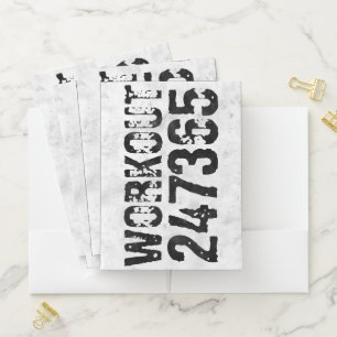 Worn out and scratched text Workout 247365 rustic Pocket Folder