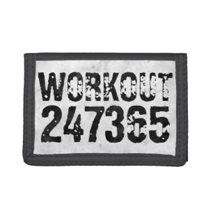 Worn out and scratched text Workout 247365 rustic Tri-fold Wallet