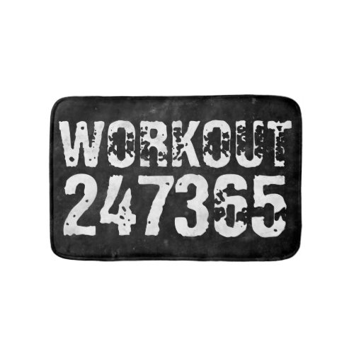 Worn out and scratched text Workout 247365 vintage Bath Mat