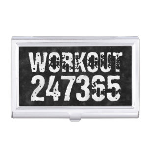 Worn out and scratched text Workout 247365 vintage Business Card Case