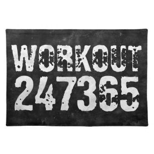 Worn out and scratched text Workout 247365 vintage Cloth Placemat