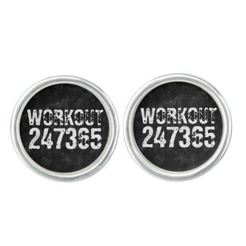 Worn out and scratched text Workout 247365 vintage Cufflinks