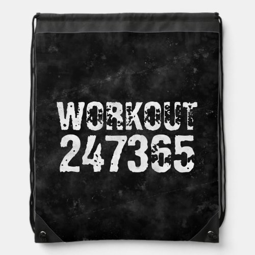 Worn out and scratched text Workout 247365 vintage Drawstring Bag