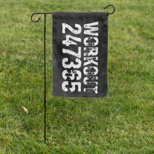 Worn out and scratched text Workout 247365 vintage Garden Flag