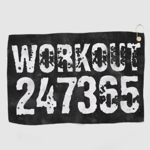 Worn out and scratched text Workout 247365 vintage Golf Towel