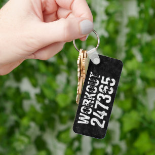 Worn out and scratched text Workout 247365 vintage Keychain