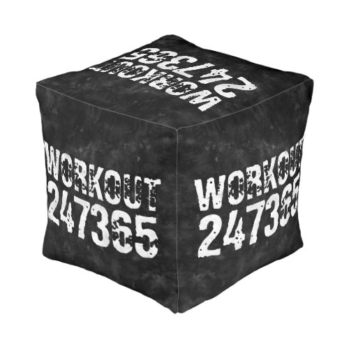 Worn out and scratched text Workout 247365 vintage Pouf