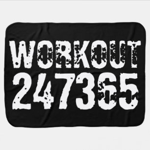 Worn out and scratched text Workout 247365 white Baby Blanket