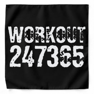 Worn out and scratched text Workout 247365 white Bandana