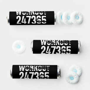 Worn out and scratched text Workout 247365 white Breath Savers® Mints