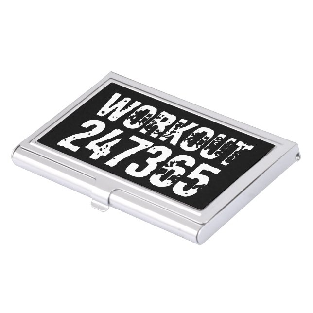 Worn out and scratched text Workout 247365 white Business Card Case (Front)