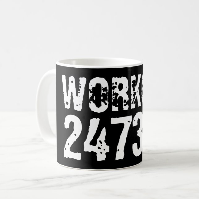 Worn out and scratched text Workout 247365 white Coffee Mug (Front Left)