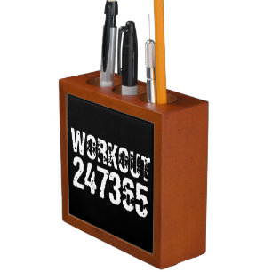 Worn out and scratched text Workout 247365 white Desk Organizer