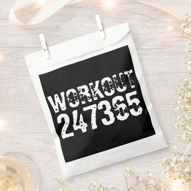 Worn out and scratched text Workout 247365 white Favor Bag (Clipped)