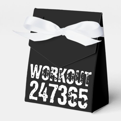 Worn out and scratched text Workout 247365 white Favor Boxes