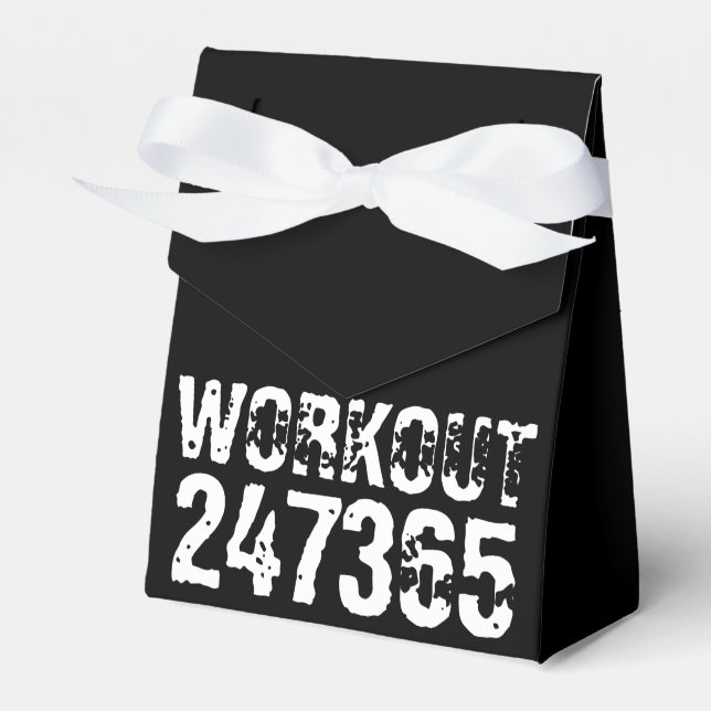Worn out and scratched text Workout 247365 white Favor Boxes (Front Side)