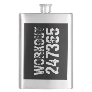 Worn out and scratched text Workout 247365 white Flask