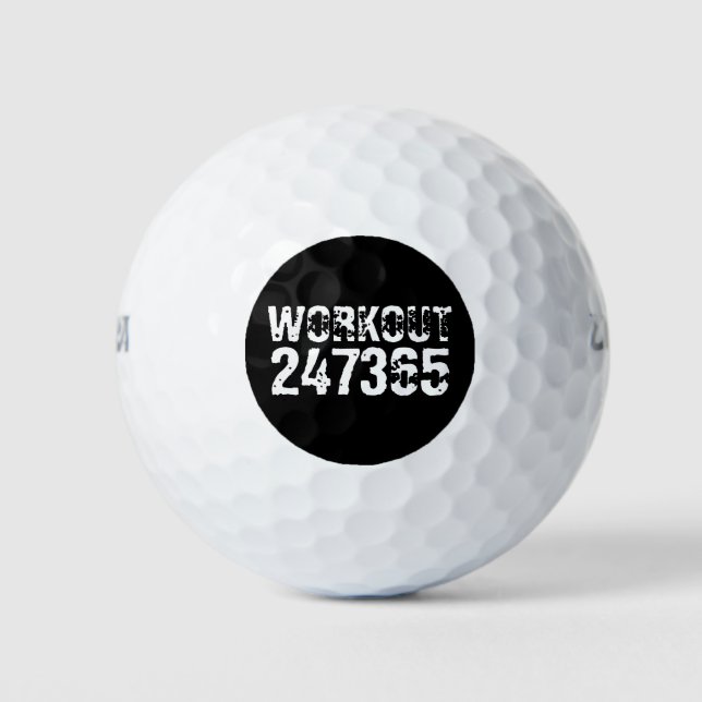 Worn out and scratched text Workout 247365 white Golf Balls (Front)