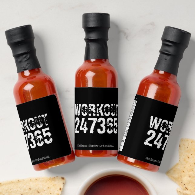 Worn out and scratched text Workout 247365 white Hot Sauces (Laydown)