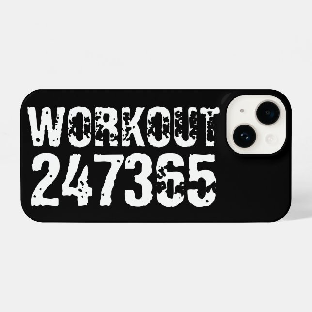 Worn out and scratched text Workout 247365 white iPhone Case (Back Horizontal)
