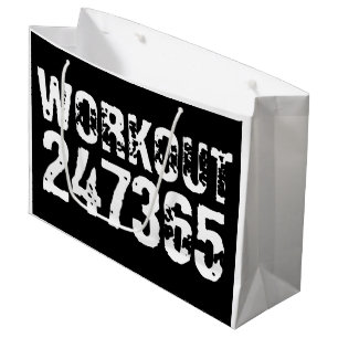 Worn out and scratched text Workout 247365 white Large Gift Bag
