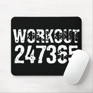Worn out and scratched text Workout 247365 white Mouse Pad