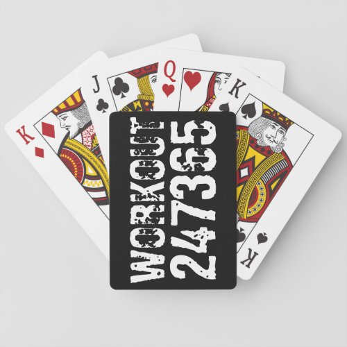 Worn out and scratched text Workout 247365 white Playing Cards