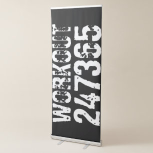 Worn out and scratched text Workout 247365 white Retractable Banner