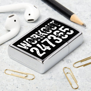 Worn out and scratched text Workout 247365 white Zippo Lighter