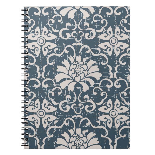 Worn out antique seamless background botanic spira notebook (Front)