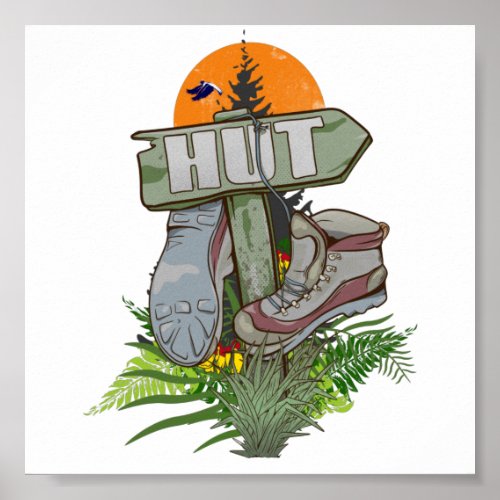Worn out hiking boots poster