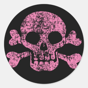 Worn Out Skull and Crossbones Classic Round Sticker