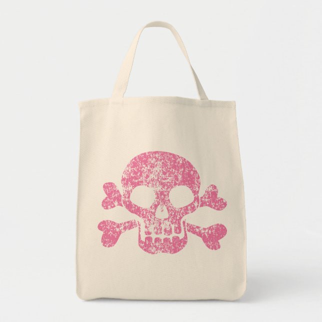 Worn Out Skull and Crossbones Tote Bag (Front)